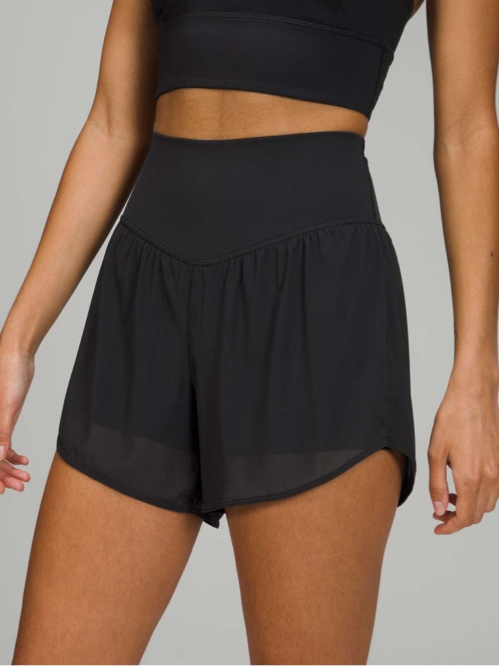 Lululemon Nulu and Mesh High Rise Yoga Short 3.5” Black Women’s Size 0 Athletic